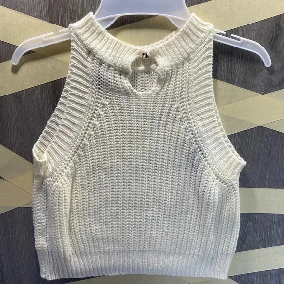 Forever 21 Key Hole White Sleeveless Sweater Size Large - Picture 3 of 4